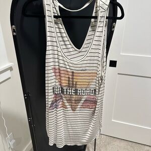 Torrid Striped Graphic Tank Top - Cream and Black